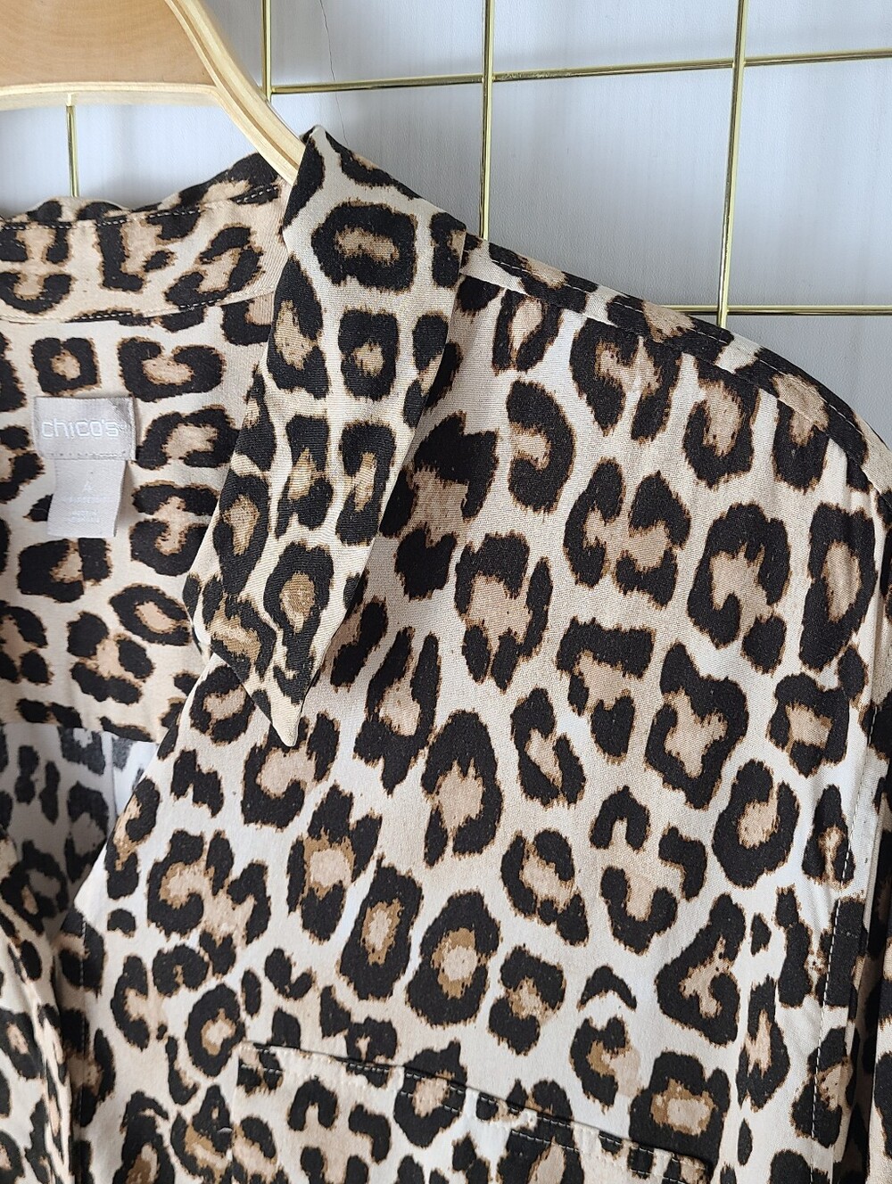 Chico's Leopard Print Lightweight Button-Down Shirt - Picture 4 of 8